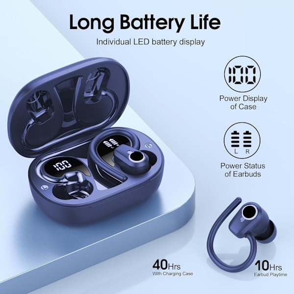 Bluetooth 5.4 Langattomat Kuulokkeet - 4 ENC Melua Vaimentavaa Mikrofonia, 50H Toistoaika, IP7 Vedenkestävä (Sininen)