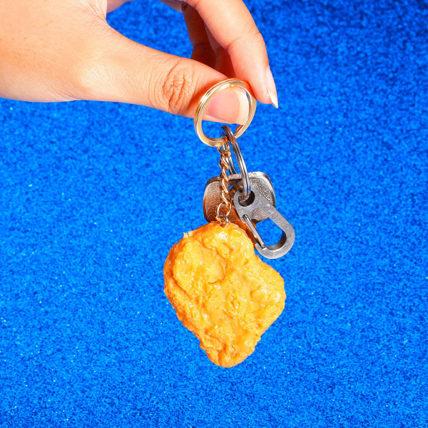 Kylling Nugget Nøglering, Sød Nøglering Gave til Kvinder Mænd, Perfekt til Rygsække, Tasker, Punge, Punge, Bilnøgleringe