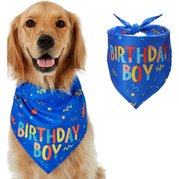 (Sininen) Koiran bandana syntymäpäiväksi, koiran kissahuivit, säädettävä huivi T