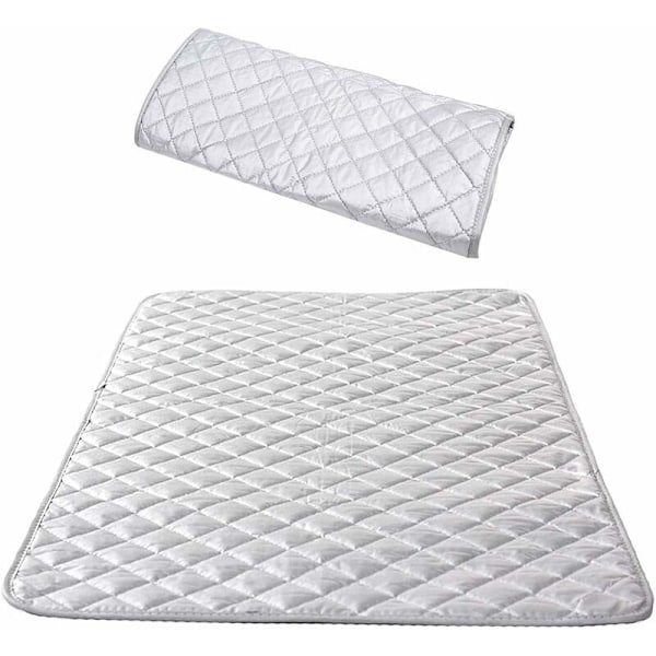 Silver 48x85 cm Isolerande strykbräda stuga bomull ångstrykningsmatta på portabelt bord för tvättmaskin resa huset resa t