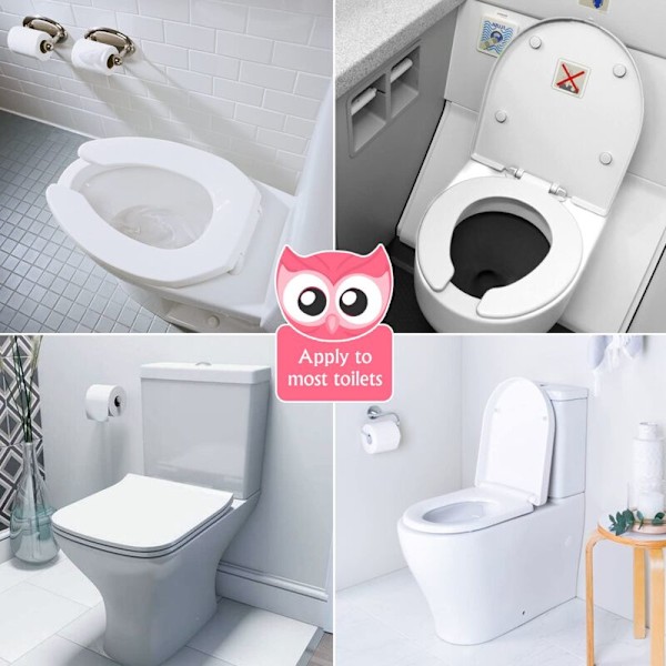 Bærbart toiletsæde til rejsende småbørn (pink ugle) - Sammenklappeligt skridsikkert toiletlåg til piger, babyer og børn