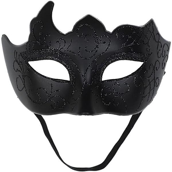 Svart - Venetiansk mask, maskeradmask, venetiansk mask för cosplay, karneval, temafester, för män och kvinnor.