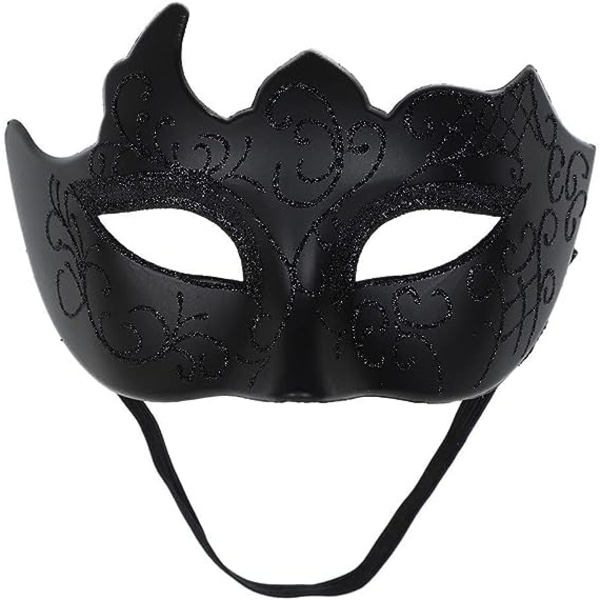 Svart - Venetiansk maske, maskeballmaske, venetiansk maske for cosplay, karneval, temafester, for menn og kvinner.