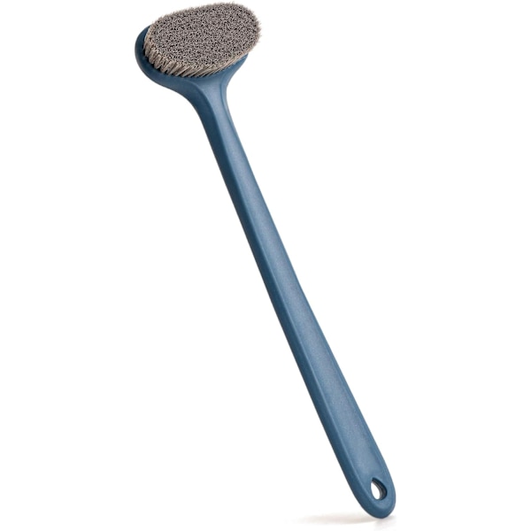 2.0 Plus Duschborste med långt handtag, Duschborste för ryggen, Badborste, Kroppsborste (Emaljblå, 38 cm)