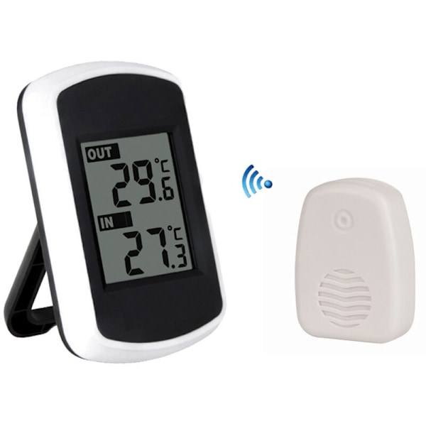 Digital trådlös termometer för inomhus eller utomhusbruk, Mini rumstemperatursensor, liten exakt vädertestare i huset sovrum och skrivbord, vit