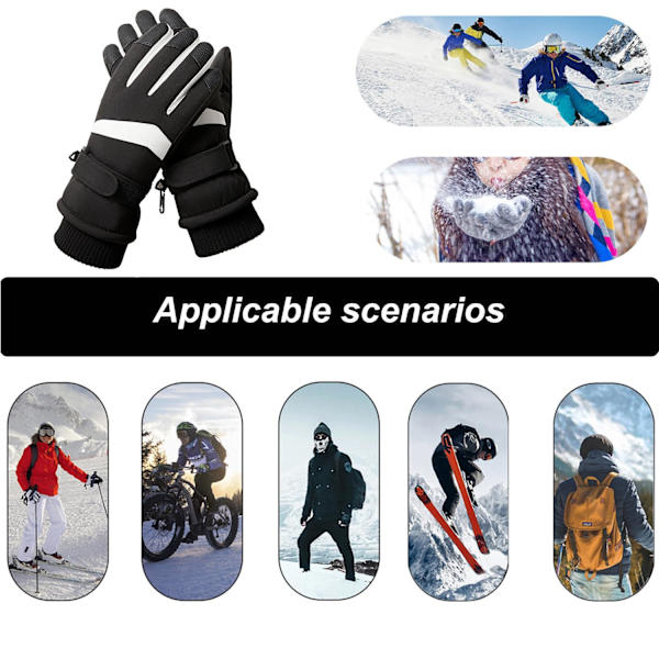 Skiløbshandsker til kvinder - Vandtætte, varme handsker - Anti-slip, vindtætte touch screen handsker - Vinter varme fleece fortykkede kuldesikre handsker til skiløb