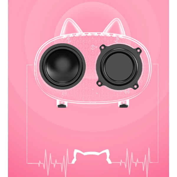 Rosa tecknad katt väckarklocka dubbel väckarklocka, Bluetooth-högtalare, handsfree-samtal