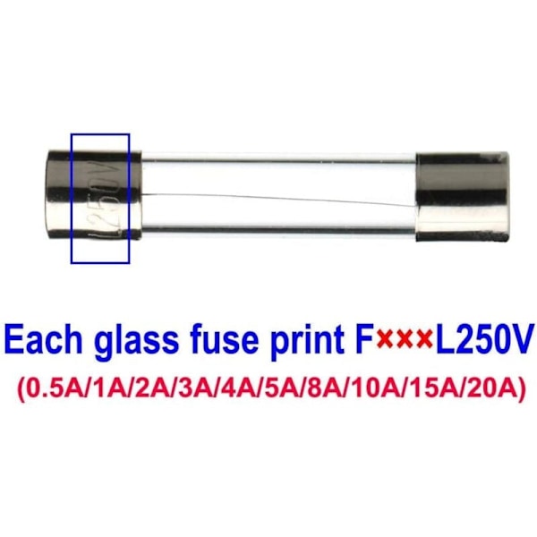 Assorteret sæt med 150 stk. glas sikringer, 5x20mm glaspatron sikringer, hurtig sikring, hurtig-bully glas sikringer (AMP 0.5A 1A 2A 4A 5A 8A 10A 15A)