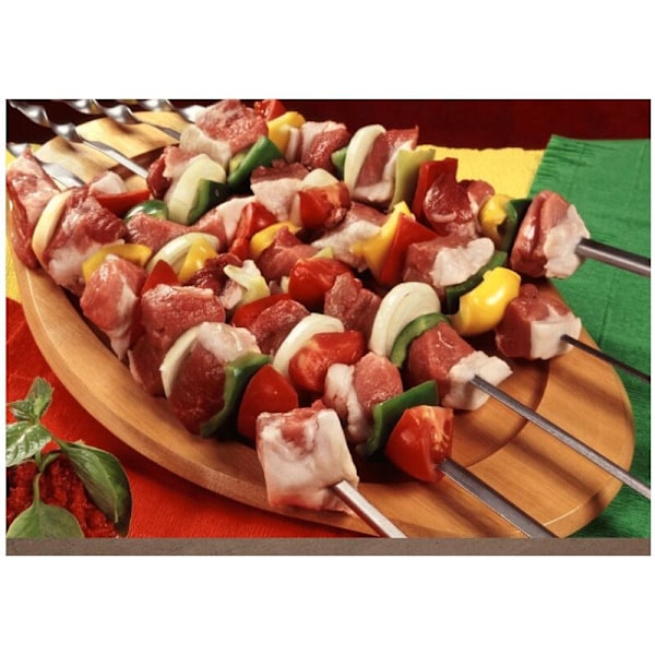 Grillspyd i rustfritt stål, fortykkede flate spyd 41cm 10 stk
