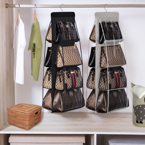 1PCS Håndveske Hengende Oppbevaring, 8 Lommer Hengende Håndveske Organizer Oxford Stoff Skap Organizer for Hjem Soverom