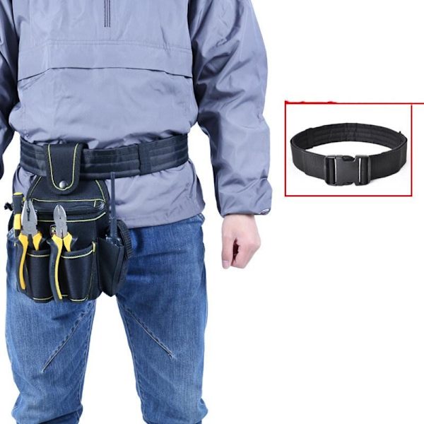 Kraftig verktøyholder Justerbart belte - Flere lommer og svart multimeter verktøyholder 27CM