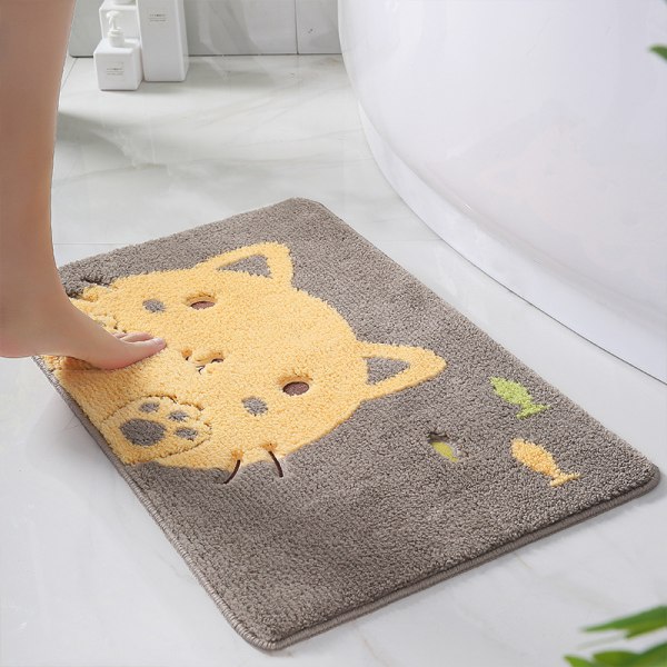 Naughty Cat - Yellow-Bath Mat, Non-Slip Absorbent Bathroom Mat, Skin-Friendly Soft Bath Mat, Washable Bath Mat，38x58cm