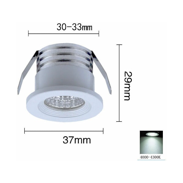 Set med 4 mini inbyggda LED-spots, 3 W, neutralvitt ljus
