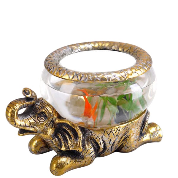 Ny Lycka till Dekorativ guld Antik elefantglasskål, glasbehållare eller ljushållare med färgglad presentförpackning