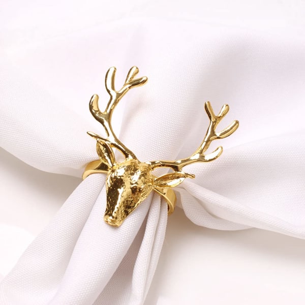 6 kpl Gold Deer -lautasliinasormuksia hääkotipöydän koristeluun