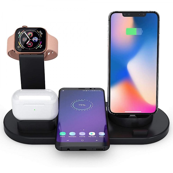 Langaton laturi, 4 in 1 langaton lataustelakka Apple Watchille ja Airpodeille, latausasema useille laitteille