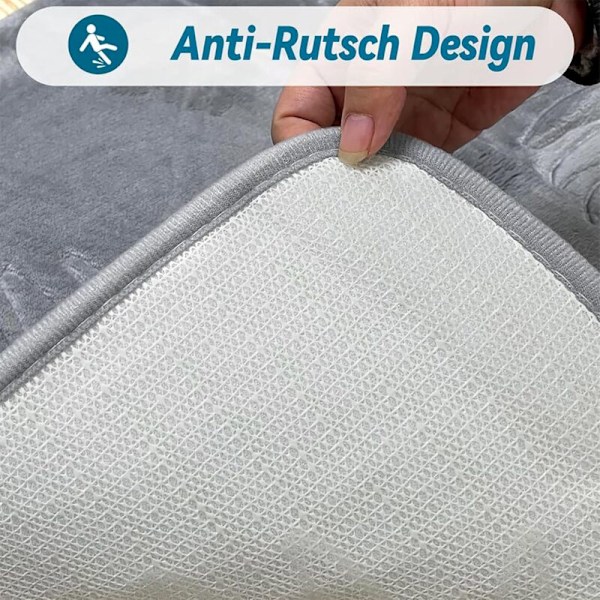 Set med 2 absorberande och halkfria badrumsmattor - för dusch, bad och toalett - ljusgrå - 50 x 80 cm - U-formad - 40 x 50 cm