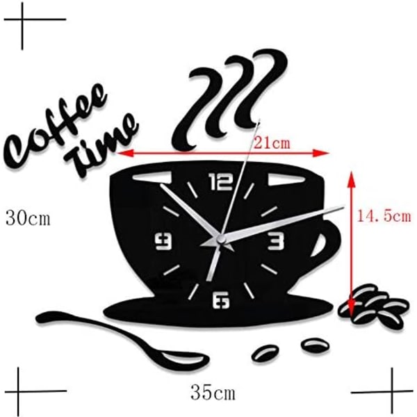 Kreativ DIY Akryl Køkken Vægur Moderne Design Kaffe Kop Form Ur Vægskunst Hjem Dekoration Hul Digitalt Ur
