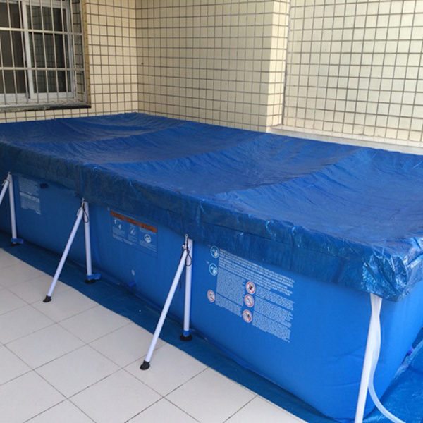 Blå rektangulär rörformad poolskydd, rörformade pooler bubbelskydd (220X150CM)