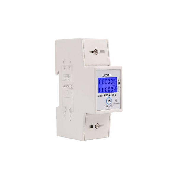 Enkeltfaset elmåler 80A MAX MODULAR, Simpel pris, LCD-display, delvis nulstilling