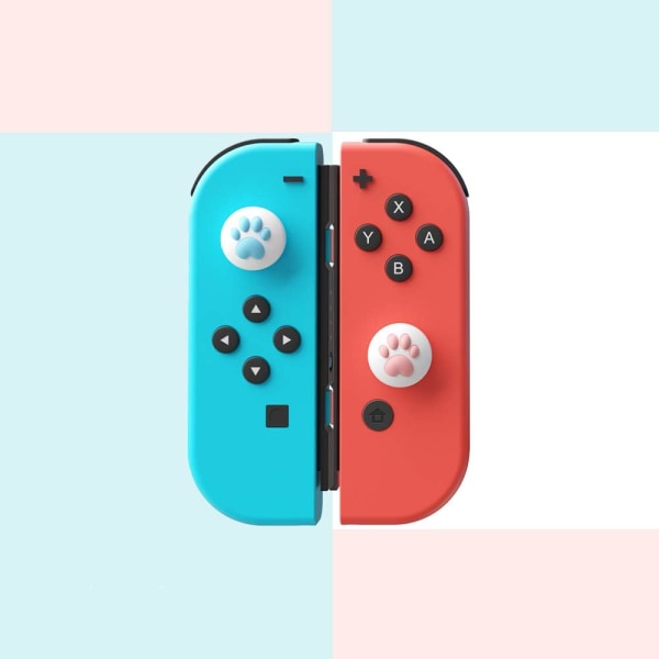 4 stk. (Pink med Blå) - Smart Thumb Grip Caps til Nintendo