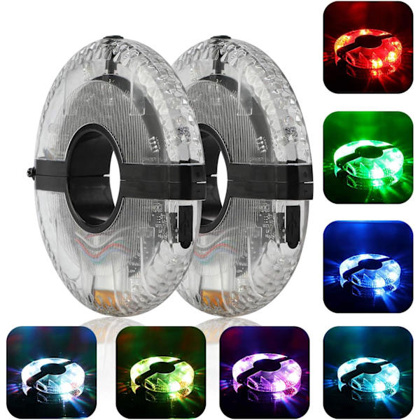 Päivitä pyörän navan valo, 7 LED 9 väriä 18 kuvaa Vedenpitävä USB-ladattava LED-pyörän pyörän valot Puolavalo valokoristeluun Pyörän valo Ac