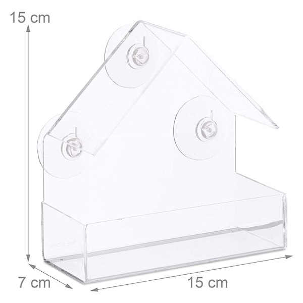 Fönsterfågelmatare för utomhusbruk med starka sugkoppar, passar för kardinaler, finkar, talgoxar etc.