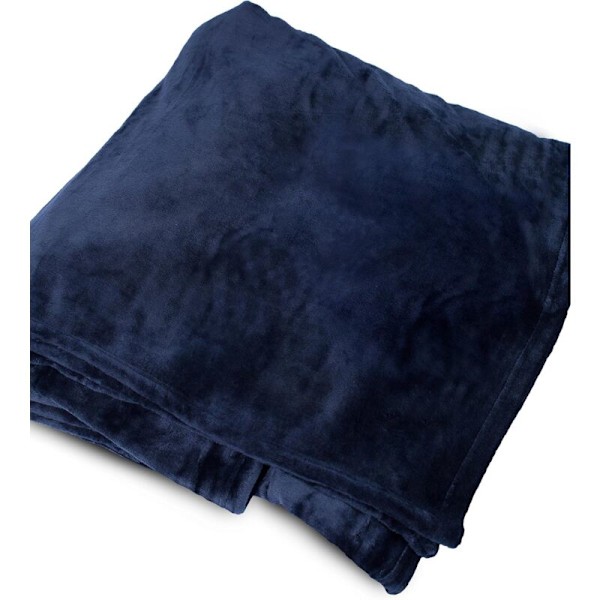 Leverbetræk - Marineblå (blå) - Ultrablødt sofatæppe - Let sofaplaid - Polyester mikrofiber - Nem tur - Seng - 50 x 60 tommer