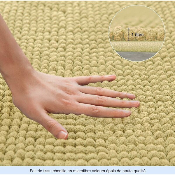 Extra absorberande badrumsmatta maskintvättbar chenille mikrofiber duschmatta (40×60cm, beige)