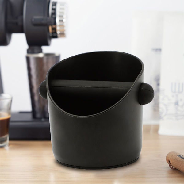 Matt svart kaffetillbehör 0,55L- Knock Box för kaffesump med speciell ljudabsorberande slagstång - malet kaffeförvaringsbox barista kaffebryggare