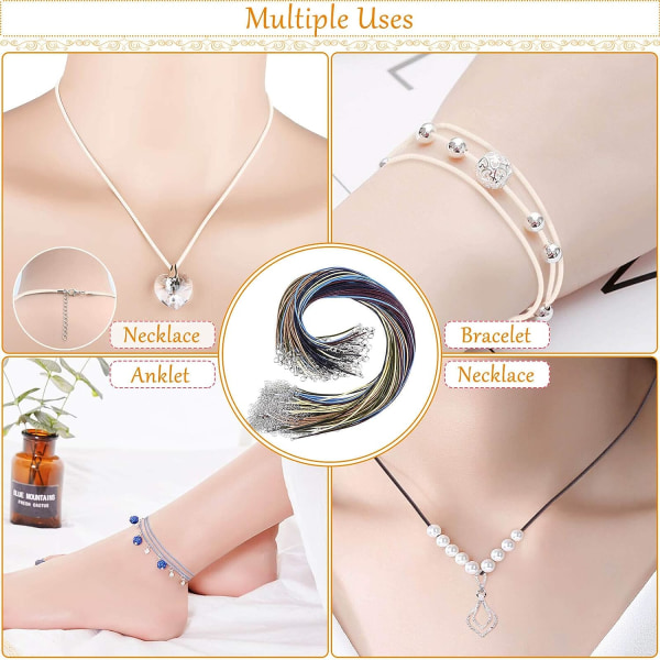 100 st halsbandssnöre för smyckestillverkning, färgat vaxat halsband C