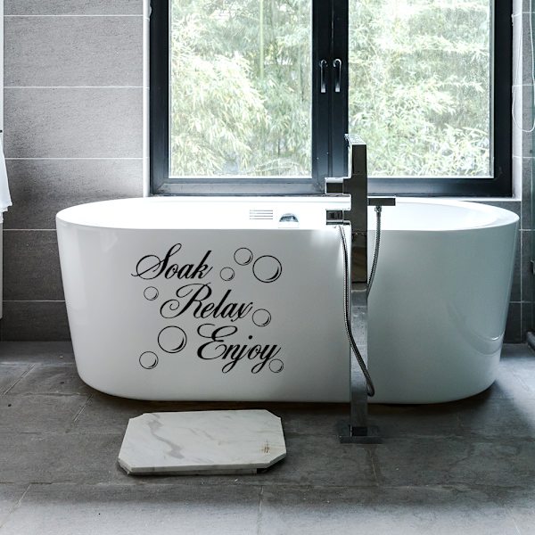 Renovate House Soak Relax Enjoy Bathroom Wall Art Quote Sticker Vinyl Decal Home Art Decor: Musta