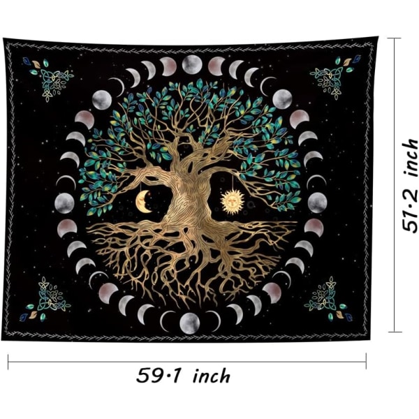 Livets træ Tapestry Vægophæng - 51,2ʺ x 59,1ʺ