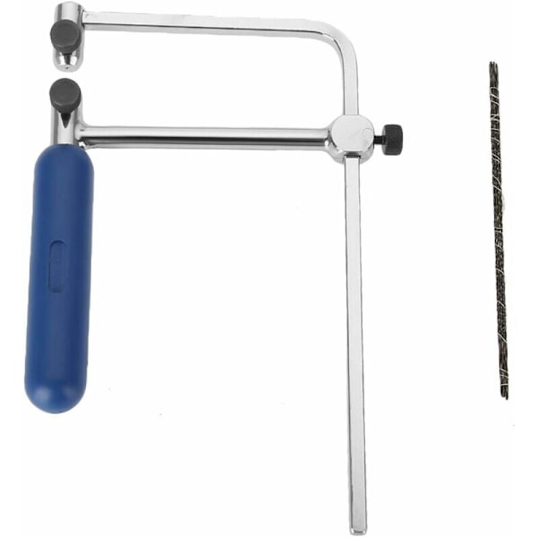 Handsåg - Liten Bågsåg - Justerbar Smyckessåg - U-Ram med 2 Vridna Sågblad - För Träbearbetning, Glas, Metall (ASB400)