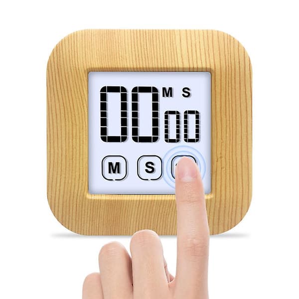 Betterlifefg-kökstimer, digital kökstimer med magnetisk LED-display (trästruktur)