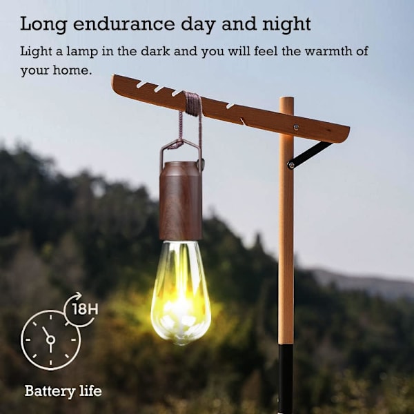 2-delad batteridriven tältlampa för sovrum, bärbar utomhus hängande retro LED-campinglampa, orkanhängande nödbelysningslykta för