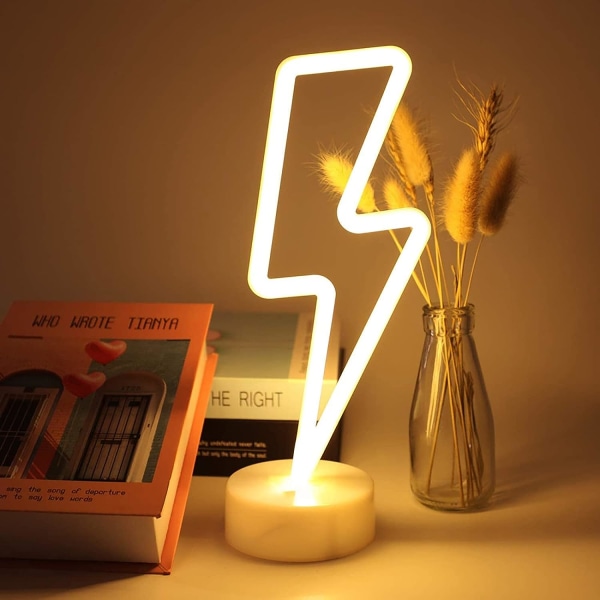 Lyn LED-lysskilt med neon med base nattlys, veggdekor nattlys USB-batteridrevet neonskilt for jul, bursdag, barn, stue