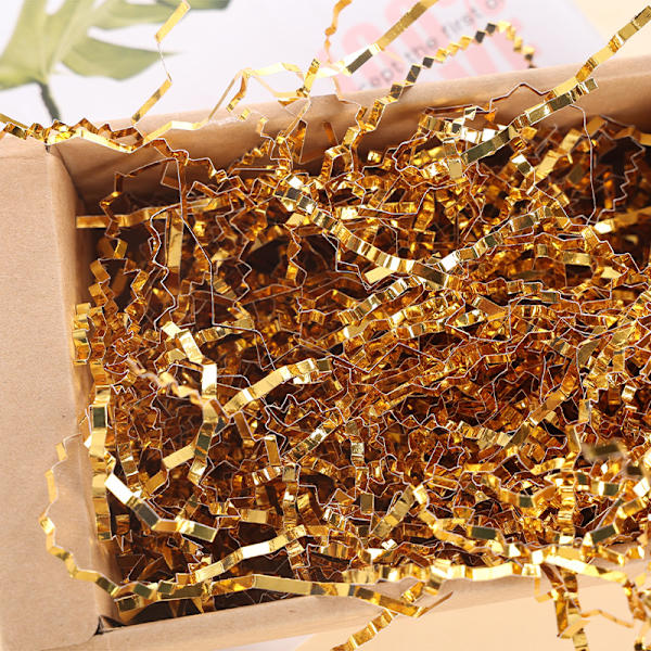 20g gyllent krøllet papir silke raffia gaveeske fyllstoff Nyttårsgave dekorasjon gaveeske strimlet papir silkepapir (5 stk)