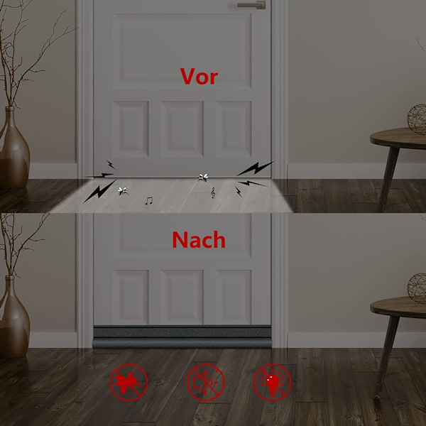 (Svart) Dörrtätning - 4,0*91cm hög kvalitet, självhäftande, dörrstopp för dörrar och dörrtrösklar, ljudisolerande dörrskydd, idealisk för skydd mot