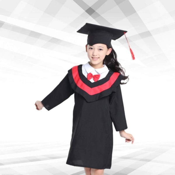 Børn graduation kjole førskole børnehave grad kjole rød hætte