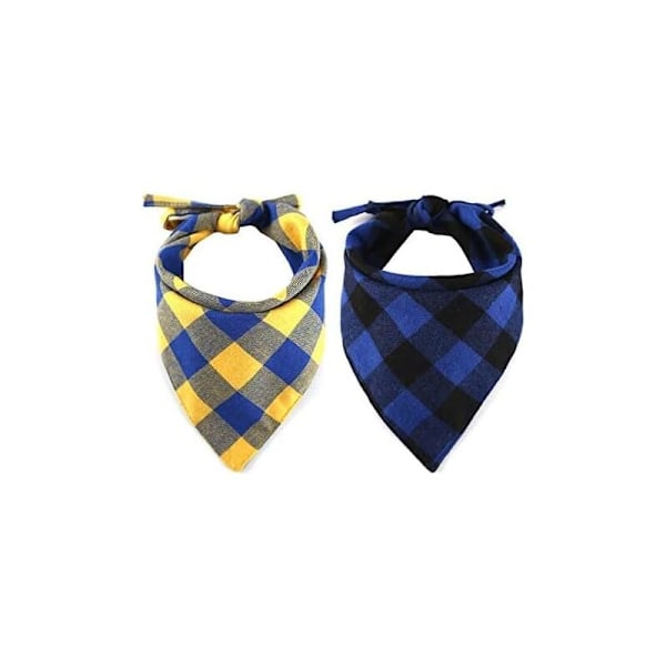 Sæt med 4 hunde-ternede bandanas - justerbare tørklæder Vaskbart tørklæde vendbar bomuld med reb er velegnet til små, mellemstore og store hunde