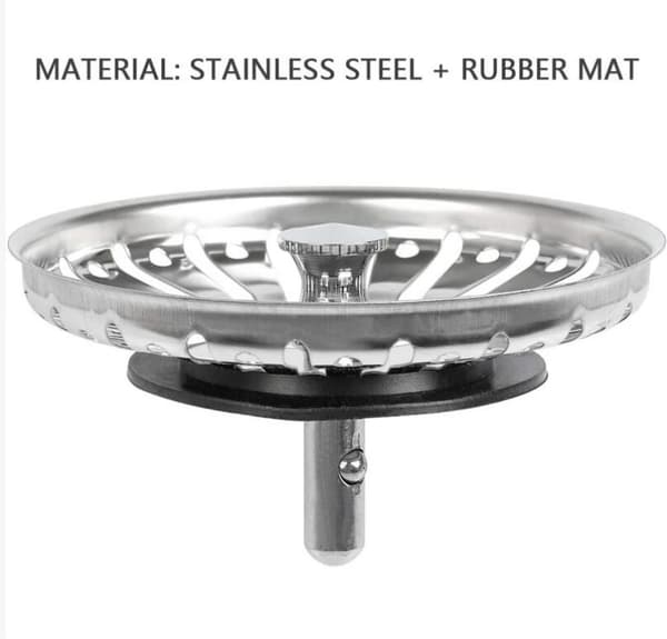 2 stk. vaskestop/vaskprop med hul til køkken/badeværelse, diameter 84 mm med kugleende, rustfrit stål