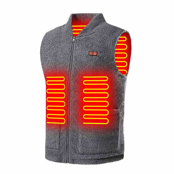 Termisk vest med dobbel knappkontroll USB elektrisk oppvarmet vest (L, grå) Smart elektrisk oppvarmet vest oppladbar, batterier ikke inkludert