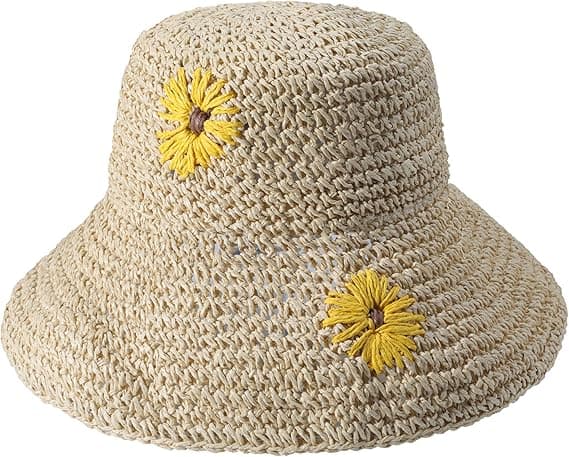 Kvinnor Bred Brätte Floppy Solhatt Fällbar Sommar Halmhatt Hink Strandhattar