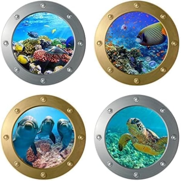 Undervattensvärld Väggdekaler, undervattens väggdekal, 3D tropisk marin väggdekal fiskdekal för vardagsrum, havsdekal väggdekoration för