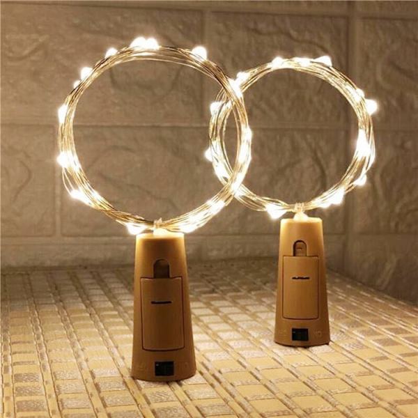 12 stk. flaske lys, 4 farver, vinflaske kork lys, 2m 20 led fe lys, halloween lys julelys festlige vinflaske lys pur