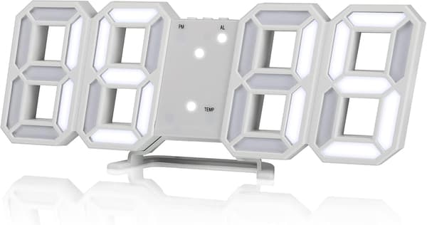 USB-port digital LED-väggklocka - Dimbar belyst klocka med kalender