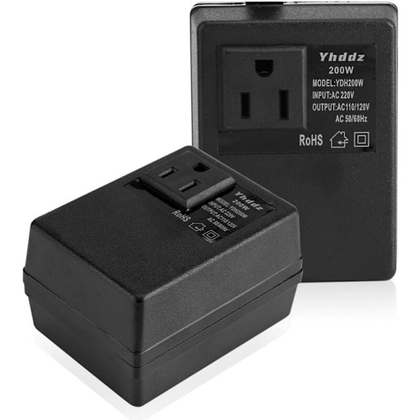 220V spänningsomvandlare, Elektronisk internationell spänningsomvandlare för resor till 110V Transformator Omvandlar 220V till 110V maximalt 200W 200W