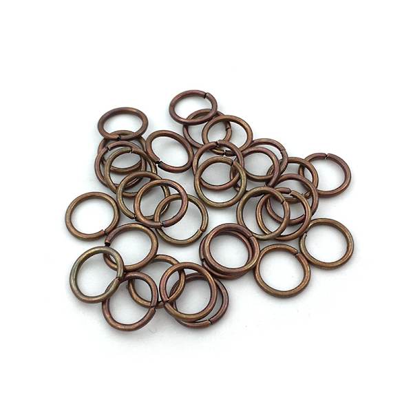 500 O-ringer i flere størrelser, åpne ringer, enkle ringer, jernringer, C-ringer, koblingsringer, DIY-smykketilbehør, 10x1,0 mm tykke (antikk rød bron