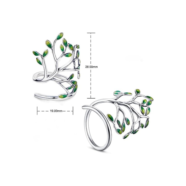 (Sett med 2) Livets tre ringer, vakre livets tre dekorasjoner, justerbare ringer og grønne blader,